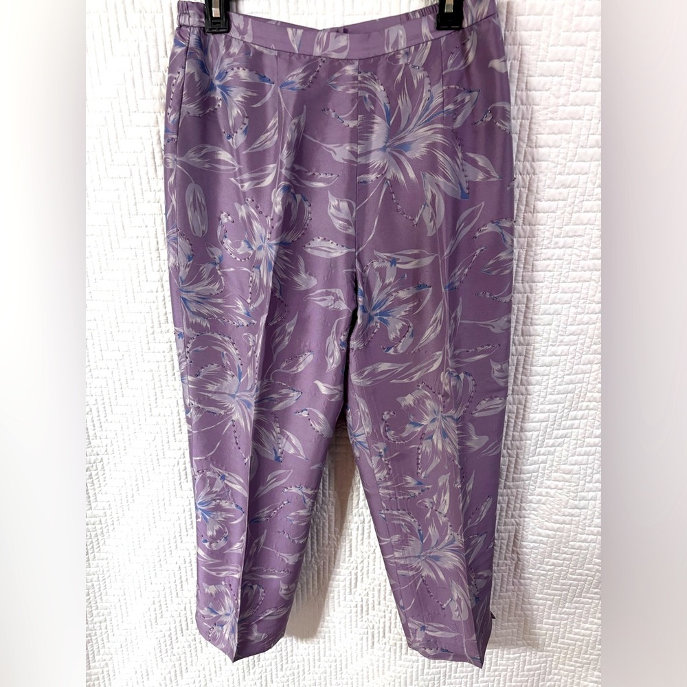 Papell  Petites bejeweled silk pants